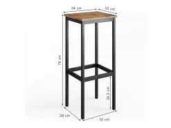 Conjunto de 2 peças de banco de bar carvalho rústico 32x28x78 fyrk