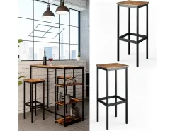 Conjunto de 2 peças de banco de bar carvalho rústico 32x28x78 fyrk