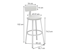 Conjunto de 2 peças de banco de bar branco 34x55x102 caracas