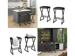 Conjunto de 2 peças de banco de bar preto 40x34x64 vault