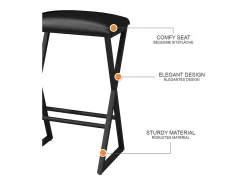 Conjunto de 2 peças de banco de bar preto 40x34x64 vault