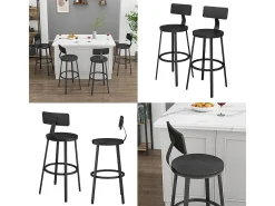 Conjunto de 2 peças de banco de bar preto 34x55x102 caracas