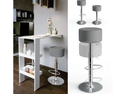 Conjunto de 2 peças de banco de bar cinza 33x33x92