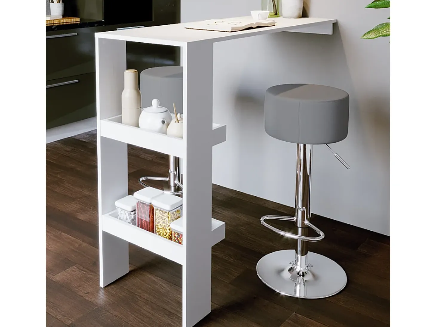 Conjunto de 2 peças de banco de bar cinza 33x33x92