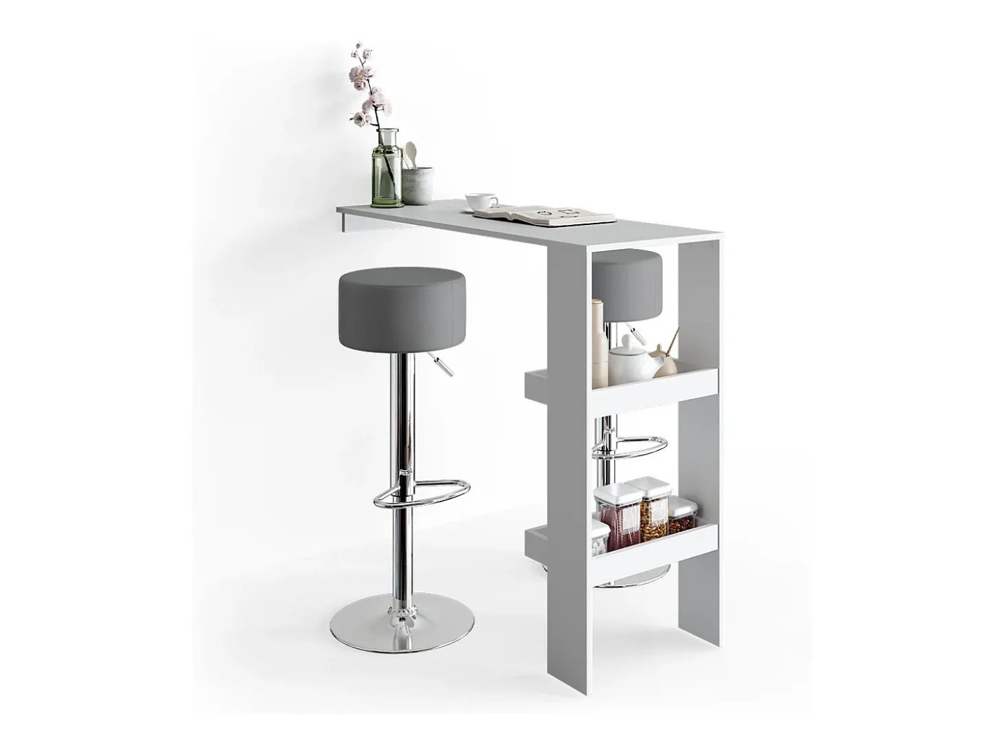 Conjunto de 2 peças de banco de bar cinza 33x33x92