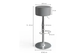 Conjunto de 2 peças de banco de bar cinza 33x33x92