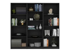 Conjunto de 3 peças de melamina para escritório em casa com prateleiras , 180.6 cm X 188.4 cm X 29.9 cm , Preto