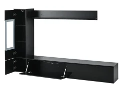 Conjunto de 3 peças para parede de TV - Suporte para TV + Vitrine + Prateleira - Preto