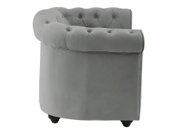 Conjunto de 2 poltronas CHESTERFIELD em veludo cinzento prateado