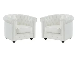 Conjunto de 2 poltronas em pele de búfalo branco icónico CHESTERFIELD