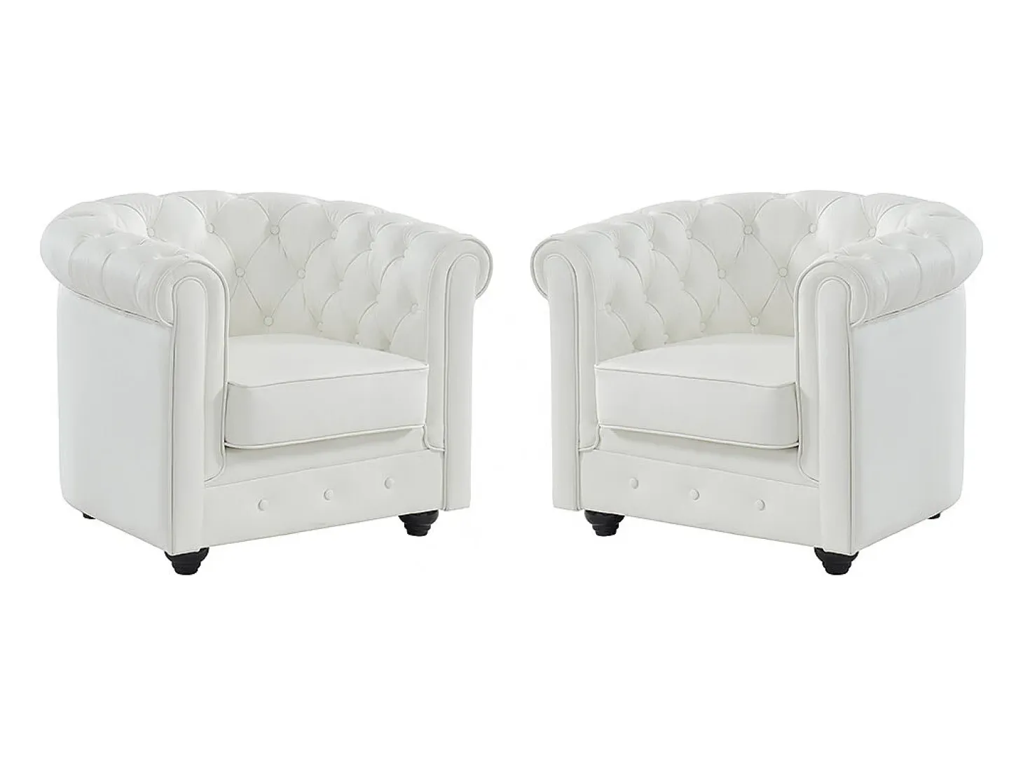 Conjunto de 2 poltronas em pele de búfalo branco icónico CHESTERFIELD