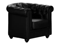 Conjunto de 2 poltronas em pele sintética Preto - CHESTERFIELD