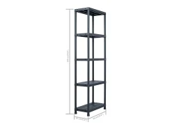Conjunto de 5 prateleiras de armazenamento capacidade de 125 kg 60 x 30 x 180 cm plástico preto 02_0000673