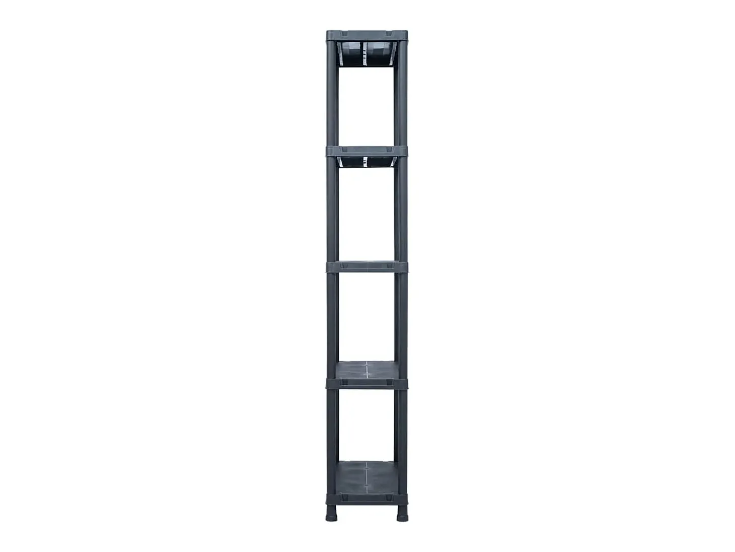 Conjunto de 5 prateleiras de armazenamento capacidade de 125 kg 60 x 30 x 180 cm plástico preto 02_0000673
