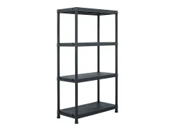 Conjunto de 2 prateleiras de armazenamento 60 x 30 x 138 cm plástico preto 02_0000670