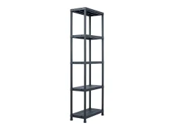 Conjunto de 2 prateleiras de armazenamento capacidade de 125 kg 60 x 30 x 180 cm plástico preto 02_0000666