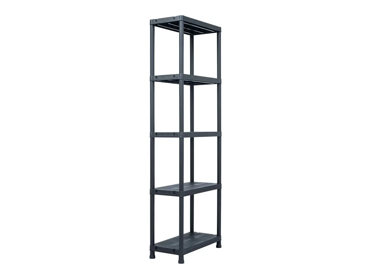 Conjunto de 2 prateleiras de armazenamento capacidade de 125 kg 60 x 30 x 180 cm plástico preto 02_0000666