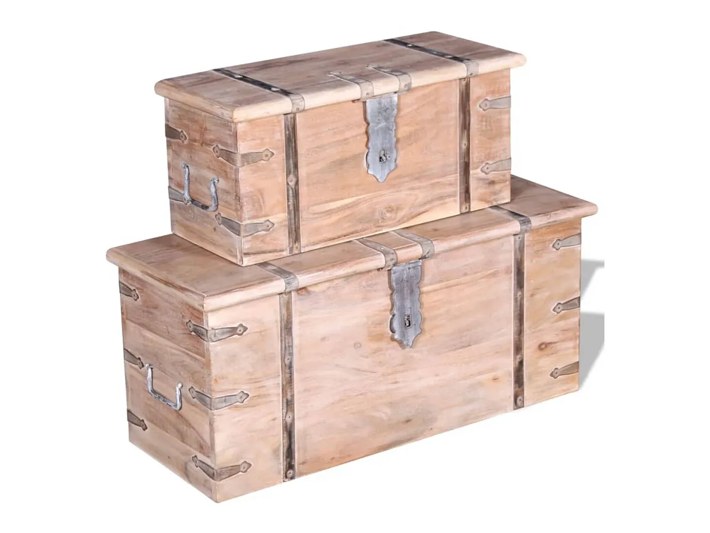 Conjunto de arcas de arrumação 2 pcs madeira maciça de acácia
