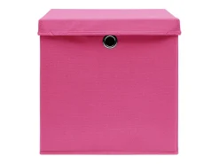 Conjunto de Caixas de Arrumação Rosa com Tampas - 4 Peças 28x28x28 cm