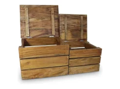 Conjunto de caixas de arrumação 2 pcs madeira reciclada maciça PT827944