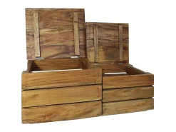Conjunto de caixas de arrumação 2 pcs madeira de mogno maciça