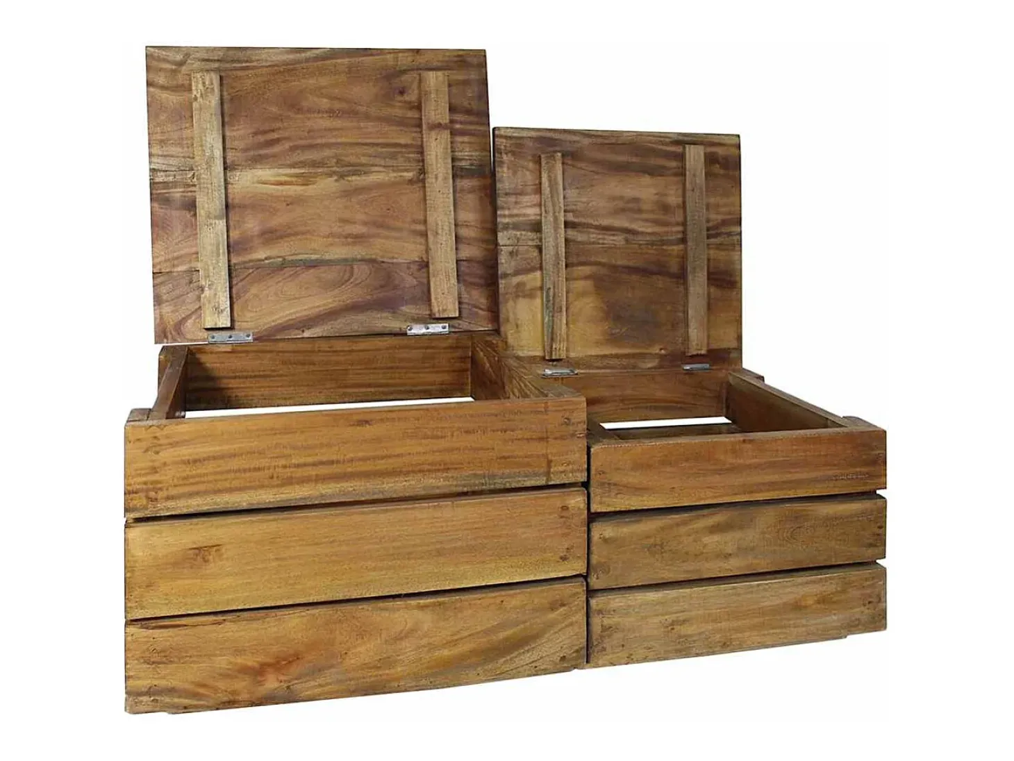 Conjunto de caixas de arrumação 2 pcs madeira de mogno maciça