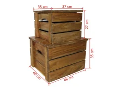 Conjunto de caixas de arrumação 2 pcs madeira de mogno maciça