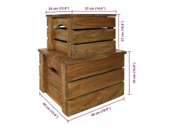 Conjunto de caixas de arrumação 2 pcs madeira de mogno maciça