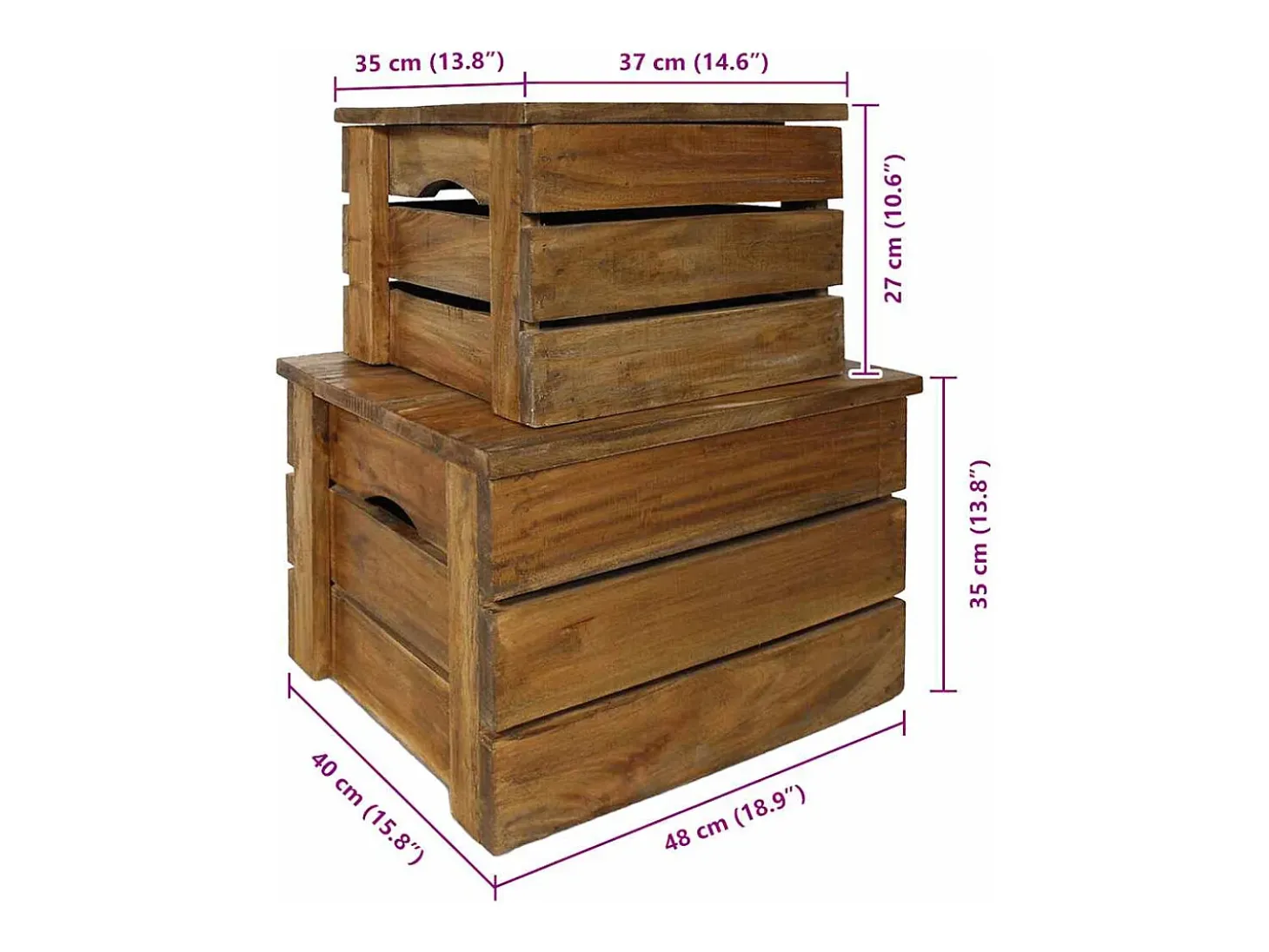 Conjunto de caixas de arrumação 2 pcs madeira de mogno maciça