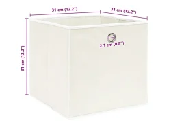 Conjunto de Caixas de Arrumação em Tecido Branco - 4 Peças de 32x32x32 cm