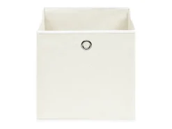 Conjunto de Caixas de Arrumação em Tecido Branco - 4 Peças de 32x32x32 cm