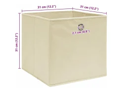 Conjunto de Caixas de Arrumação Dobráveis em Tecido Creme - 4 Peças 32x32x32 cm