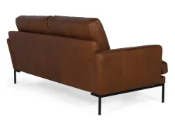 Conjunto de canapés para 3 pessoas em couro estilo vintage com pés de metal.