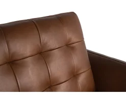 Conjunto de canapés para 3 pessoas em couro estilo vintage com pés de metal.
