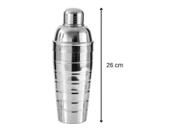 Conjunto de cocktail Fackelmann inox 750 ml com doseador dupla face 2/4 cl e 3 colheres-canudos 18 cm