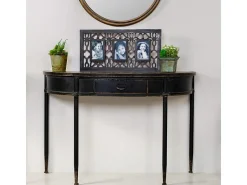 Conjunto de console de metal preto para hall de entrada com 1 gaveta.