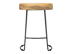 Conjunto de dois bancos de bar de design exclusivo assento em madeira maciça de manga 1202098
