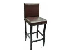 Conjunto de dois bancos de bar de design com assentos em couro sintético marrom 1202096