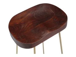 Conjunto de dois bancos de bar de design exclusivo assento em madeira maciça de mangueira 1202101