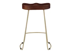 Conjunto de dois bancos de bar de design exclusivo assento em madeira maciça de mangueira 1202101