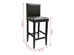 Conjunto de dois bancos de bar de design com assentos em couro sintético preto 1202057