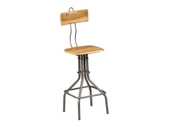 Conjunto de dois bancos de bar de design exclusivo cadeiras e assentos em madeira maciça de teca reciclada 1202129