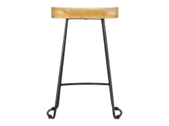 Conjunto de dois bancos de bar de design exclusivo assento em madeira maciça de mangueira 1202102