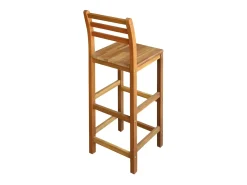 Conjunto de duas banquetas de bar de design exclusivo com assento em madeira maciça de acácia (código 1202053).