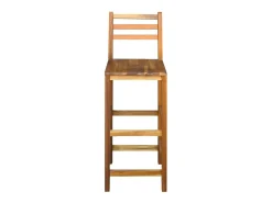 Conjunto de duas banquetas de bar de design exclusivo com assento em madeira maciça de acácia (código 1202053).