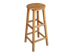 Conjunto de duas banquetas de bar de design exclusivo com assento em madeira maciça de acácia (código 1202064).