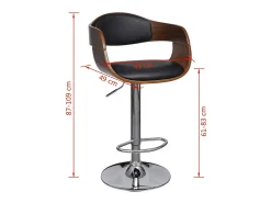 Conjunto de duas banquetas de bar de design assento com encosto couro sintético preto 1202186