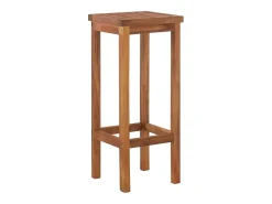 Conjunto de duas banquetas de bar de design exclusivo assento em madeira maciça de acácia 1202048