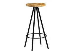 Conjunto de duas banquetas de bar de design exclusivo assento em madeira maciça de mangueira 1202183