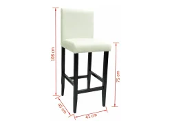Conjunto de duas banquetas de bar de design cadeira com assento em couro sintético branco 1202148